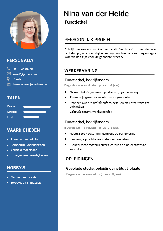 Gratis Professioneel cv-sjabloon